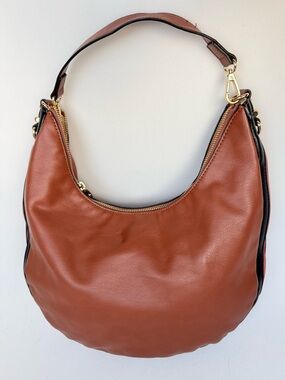 INC International Concepts Kolleene Hobo Pecan Brown Two Tone Colorblock Slouchy